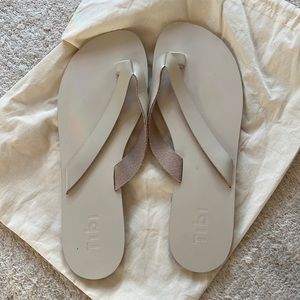 Tibi leather flip flops